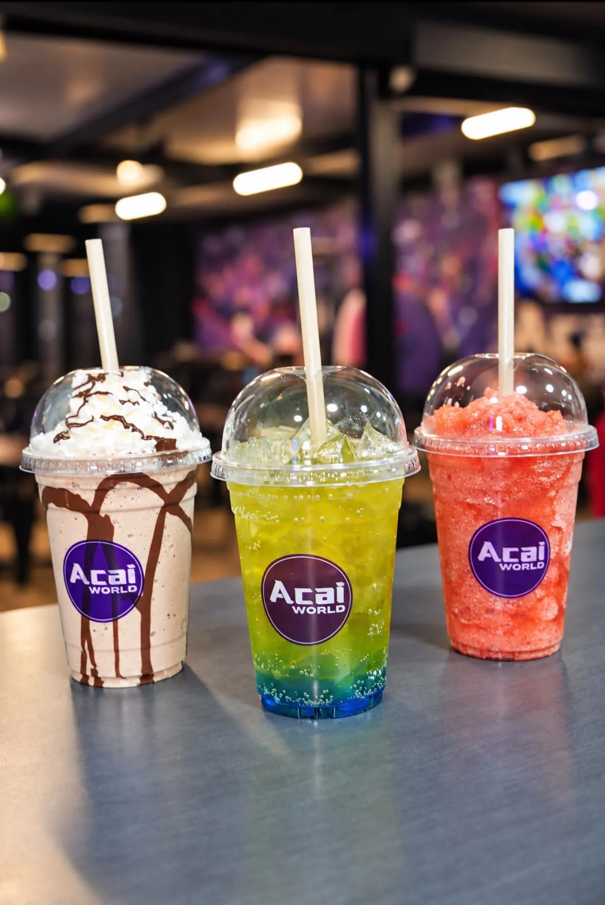 Açaí World milkshake, energy smash and fruit crush