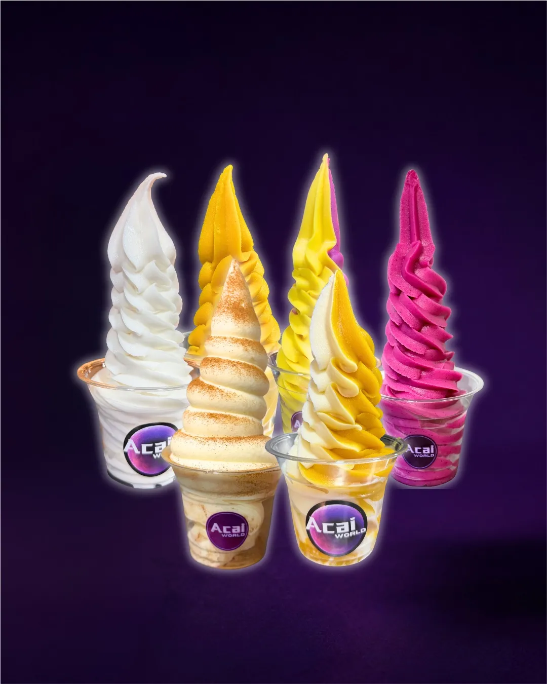 Colourful special flavour soft serves